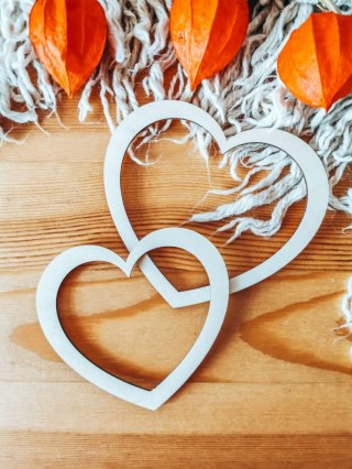 Baza obręcz - drewniane serce - zestaw 12cm + 10cm