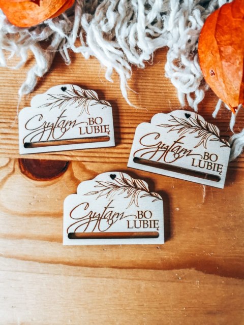 Czytam bo lubię - zakładka ozdobna 5x3,5cm (3szt) - - - (baza do zakładki do książki)