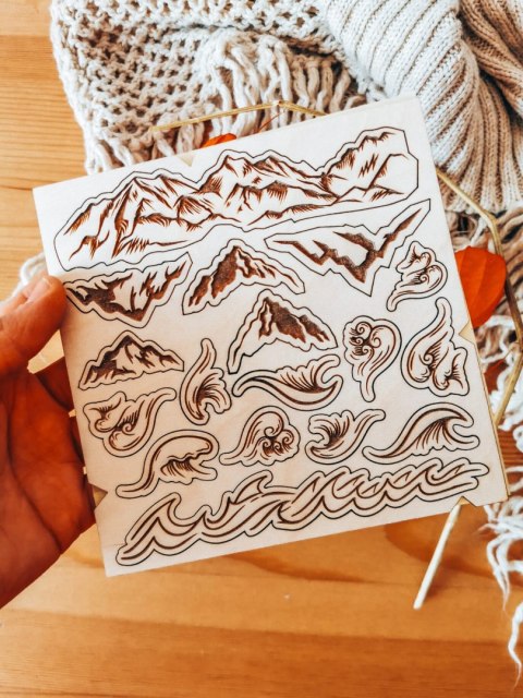 DEKOR - zestaw GÓRY & MORZE (14,5cm x 14,5cm) - - - (tatry, bieszczady, bałtyk, fale bałtyckie)