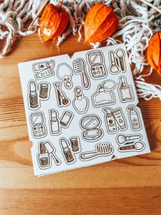 DEKOR - zestaw KOSMETYKI (14,5cm x 14,5cm) - - - (kosmetyczka, make-up, perfumy)