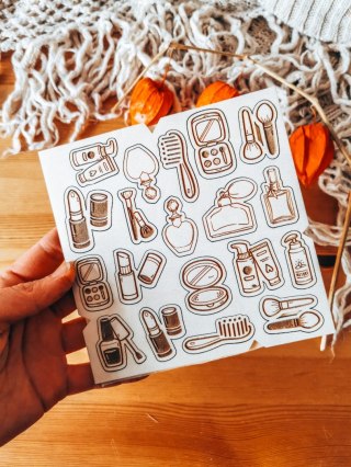 DEKOR - zestaw KOSMETYKI (14,5cm x 14,5cm) - - - (kosmetyczka, make-up, perfumy)