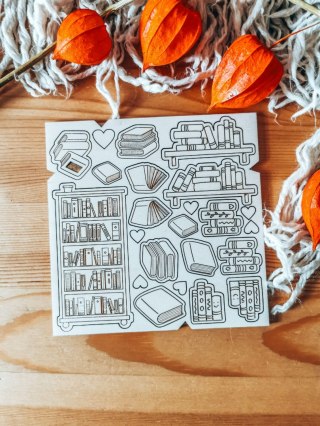 DEKOR - zestaw KSIĄŻKI (14,5cm x 14,5cm) - - - (biblioteka, biblioteczka, książka, czytelnik, czytelniczka)