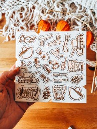 DEKOR - zestaw ŻOŁNIERZ (14,5cm x 14,5cm) - - - (wojsko, wojna, broń)