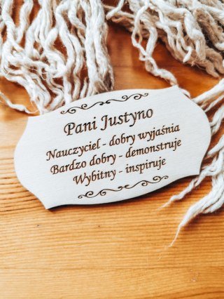 Dowolny tekst DLA NAUCZYCIELA - tabliczka (1szt) 10cm/12cm/14cm - - - (Dzień Nauczyciela, Zakończenie Roku Szkolnego, życzenia)