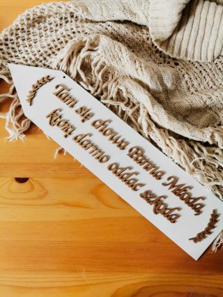 Drogowskaz (1szt) Tam się chowa Panna Młoda... - - - (znak drogowskazu, tablica, tabliczka, strzałka)