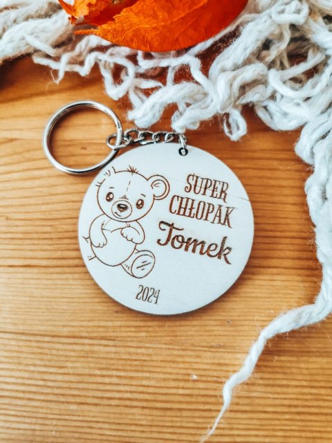 Dzień Chłopaka BRELOCZEK miś - 5cm (1szt) - z imieniem - - - (brelok)