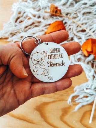 Dzień Chłopaka BRELOCZEK miś - 5cm (1szt) - z imieniem - - - (brelok)