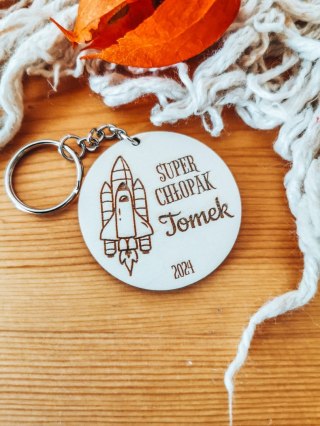 Dzień Chłopaka BRELOCZEK rakieta 02 - 5cm (1szt) - z imieniem - - - (brelok, astronauta, kosmos)