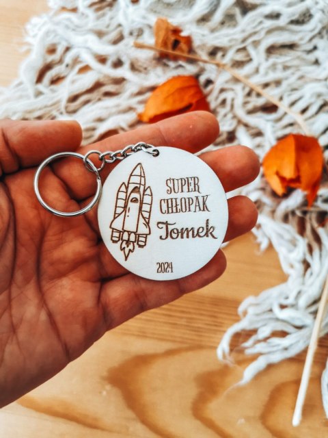 Dzień Chłopaka BRELOCZEK rakieta 02 - 5cm (1szt) - z imieniem - - - (brelok, astronauta, kosmos)