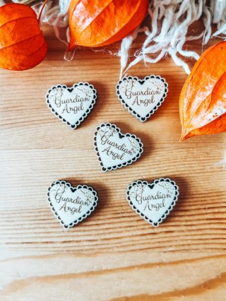 Guardian Angel - AŻUROWE serce (5szt) 3/4/5cm - - - (serduszka, serduszko, serca, ażur, anioł stróż)