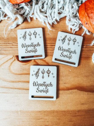Gwiazdka BOMBECZKI 01 - zakładka prostokąt 4x5cm (3szt) - - - (baza do zakładki do książki, Boże Narodzenie, Wesołych Świąt, Świ