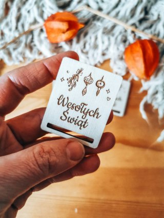 Gwiazdka BOMBECZKI 01 - zakładka prostokąt 4x5cm (3szt) - - - (baza do zakładki do książki, Boże Narodzenie, Wesołych Świąt, Świ