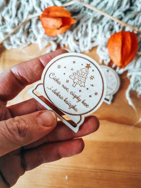 Gwiazdka CHOINKA Cicha Noc... - zakładka kula 5cm (3szt) - - - (baza do zakładki do książki, Boże Narodzenia, Wesołych Świąt, Św