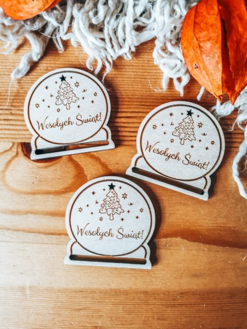 Gwiazdka CHOINKA Wesołych... - zakładka kula 5cm (3szt) - - - (baza do zakładki do książki, Boże Narodzenia, Wesołych Świąt, Świ