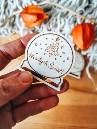Gwiazdka CHOINKA Wesołych... - zakładka kula 5cm (3szt) - - - (baza do zakładki do książki, Boże Narodzenia, Wesołych Świąt, Świ