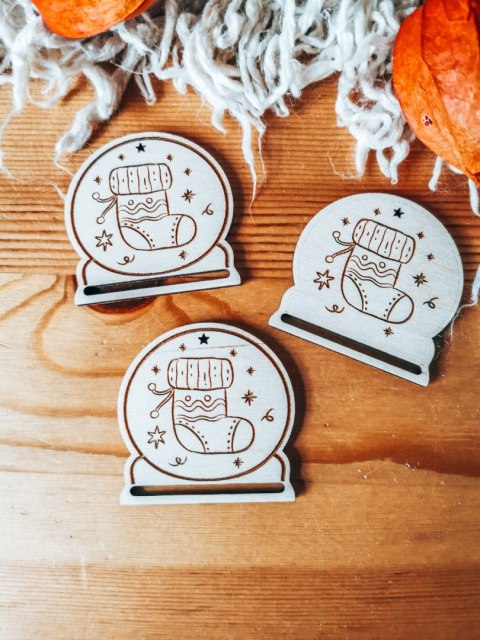 Gwiazdka SKARPETA - zakładka kula 5cm (3szt) - - - (baza do zakładki do książki, Boże Narodzenia, Wesołych Świąt, Święta)