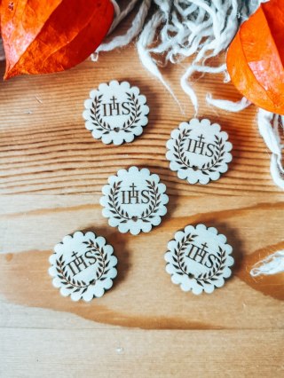 HOSTIA - IHS wianek (5szt) 3/4/5cm - - - (Pierwsza Komunia Święta)