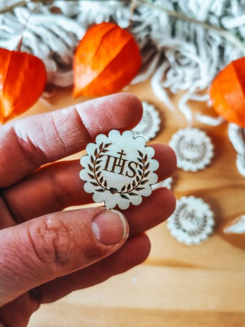 HOSTIA - IHS wianek (5szt) 3/4/5cm - - - (Pierwsza Komunia Święta)