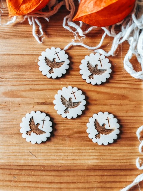 HOSTIA - gołąbek 01 (5szt) 3/4/5cm - - - (Chrzest, gołąb, krzyż)