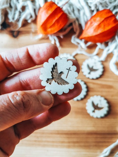 HOSTIA - gołąbek 01 (5szt) 3/4/5cm - - - (Chrzest, gołąb, krzyż)