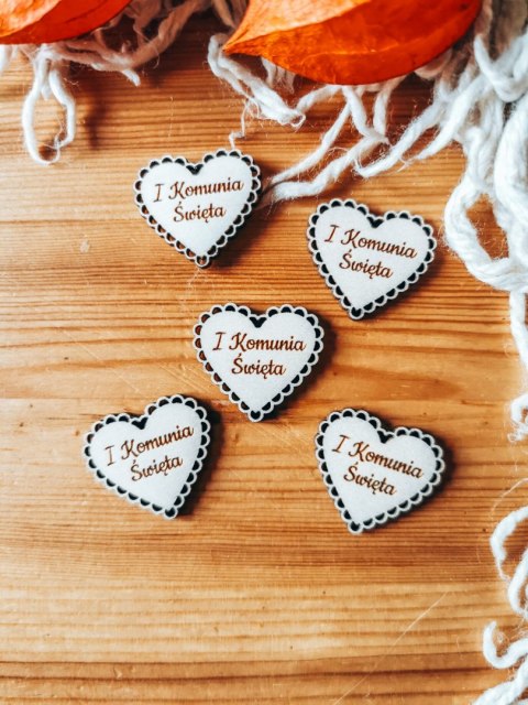 I Komunia Święta - AŻUROWE serce (5szt) 3/4/5cm - - - (serduszka, serduszko, serca, ażur, Pamiątka Pierwszej Komunii)