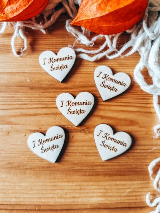 I Komunia Święta - SERCE (5szt) 3/4/5cm - - - (serduszka, serduszko, serca, pamiątka I Komunii)