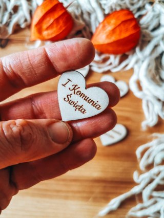 I Komunia Święta - SERCE (5szt) 3/4/5cm - - - (serduszka, serduszko, serca, pamiątka I Komunii)