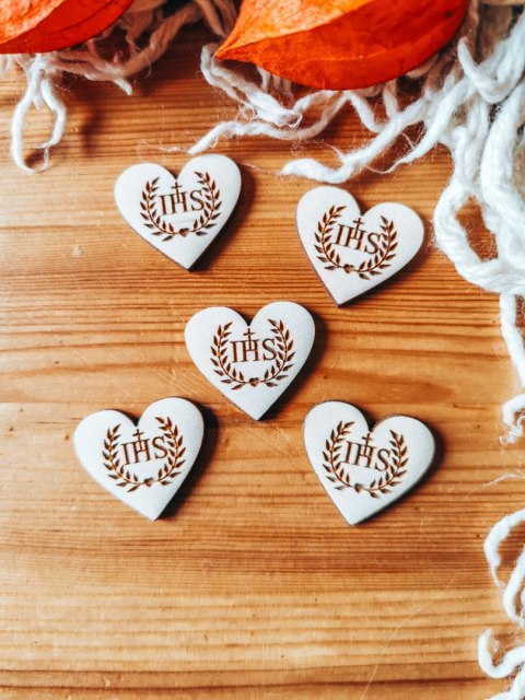 IHS wianek - SERCE (5szt) 3/4/5cm - - - (serduszka, serduszko, serca, Pierwsza Komunia Święta)