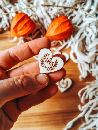 IHS wianek - SERCE (5szt) 3/4/5cm - - - (serduszka, serduszko, serca, Pierwsza Komunia Święta)