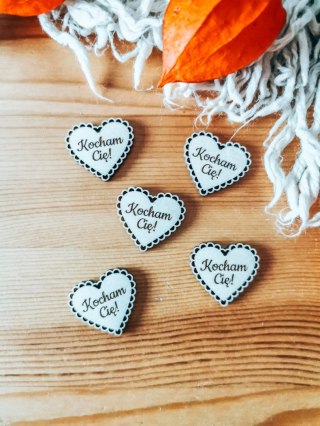 Kocham Cię - AŻUROWE serce (5szt) 3/4/5cm - - - (serduszka, serduszko, serca, ażur, Dzień Babci Dziadka Dziadków)