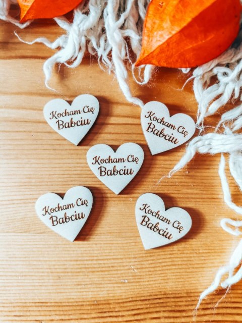 Kocham Cię Babciu - SERCE (5szt) 3/4/5cm - - - (serduszka, serduszko, serca, Dzień Babci i Dziadka)