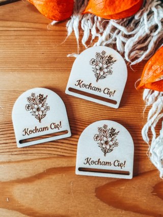 Kocham Cię /bukiet/ - zakładka półokrągła 5cm (3szt) - - - (baza do zakładki do książki, Dzień Babci, Dziadka, Dziadków)