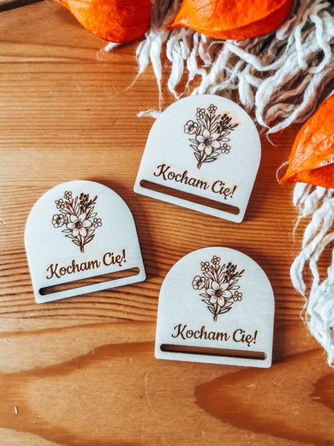 Kocham Cię /bukiet/ - zakładka półokrągła 5cm (3szt) - - - (baza do zakładki do książki, Dzień Babci, Dziadka, Dziadków)