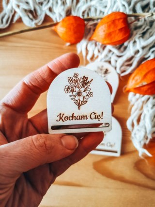 Kocham Cię /bukiet/ - zakładka półokrągła 5cm (3szt) - - - (baza do zakładki do książki, Dzień Babci, Dziadka, Dziadków)