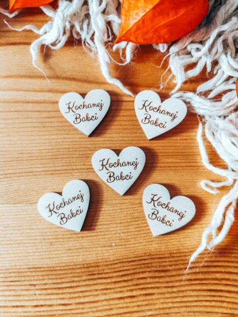 Kochanej Babci - SERCE (5szt) 3/4/5cm - - - (serduszka, serduszko, serca, Dzień Babci i Dziadka)