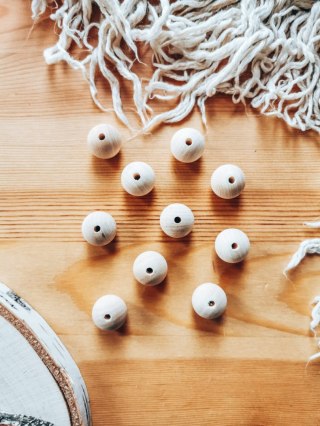 Korale drewniane 40mm (10szt) z dziurką - (koralik na głowę głowa aniołka anioł aniołek)