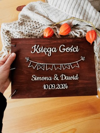 Księga Gości z drewnianą okładką - napis 3d - Girlanda - - - (album na zdjęcia)