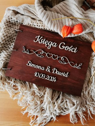 Księga Gości z drewnianą okładką - napis 3d - Ornament 01 - - - (album na zdjęcia)