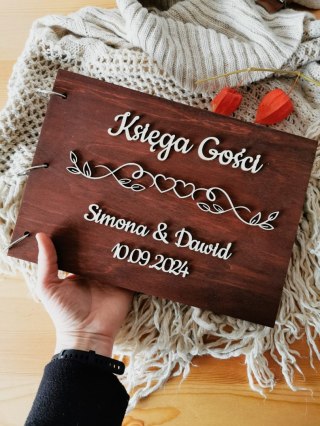 Księga Gości z drewnianą okładką - napis 3d - Ornament 01 - - - (album na zdjęcia)