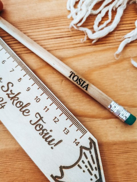 Linijka OŁÓWEK + ołówek (ZESTAW) - DOWOLNY TEKST - - - (zakończenie koniec roku szkolnego przedszkola, podziękowanie)