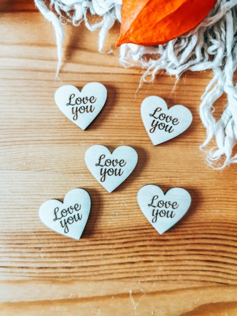 Love you - SERCE (5szt) 3/4/5cm - - - (serduszka, serduszko, serca)