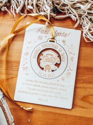 MEDAL 02 - SOWA - z dedykacją dla Nauczyciela - - - (podziękowanie dla wychowawcy, zawieszka, odznaka)