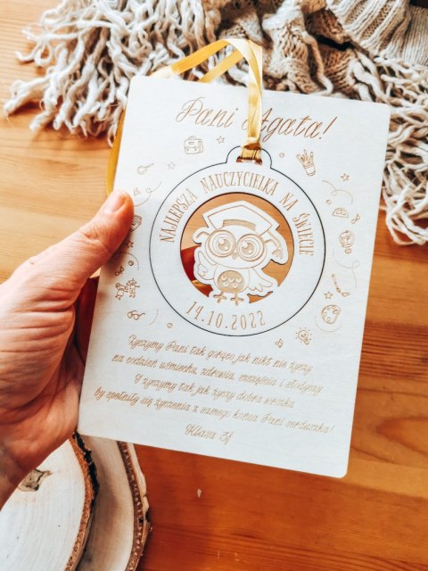 MEDAL 02 - SOWA - z dedykacją dla Nauczyciela - - - (podziękowanie dla wychowawcy, zawieszka, odznaka)