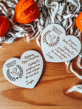 Magnes SERCE - (2szt) dla Chrzestnych CHRZEST - - - podziękowanie