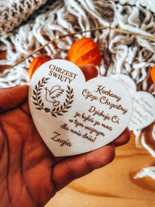 Magnes SERCE - (2szt) dla Chrzestnych CHRZEST - - - podziękowanie