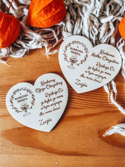 Magnes SERCE - (2szt) dla Chrzestnych IHS - - - (I Pierwsza Komunia Święta)