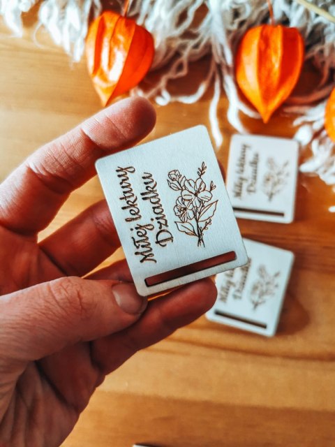 Miłej lektury Dziadku /bukiet/ - zakładka prostokąt 4x5cm (3szt) - - - (baza do zakładki do książki, Dzień Babci Dziadka Dziadkó