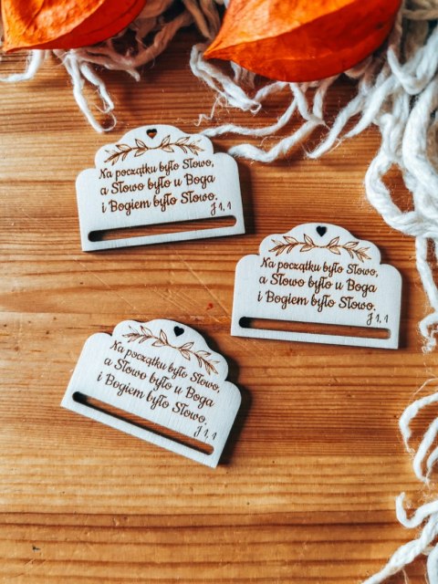 Na początku było słowo... - zakładka ozdobna 5x3,5cm (3szt) - - - (baza do zakładki do książki, Chrzest, Pierwsza Komunia)