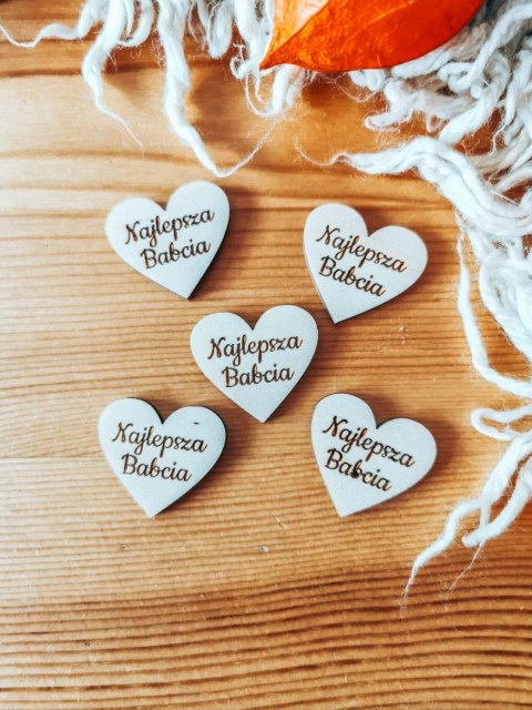 Najlepsza Babcia - SERCE (5szt) 3/4/5cm - - - (serduszka, serduszko, serca, Dzień Babci i Dziadka)