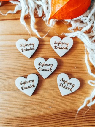 Najlepszy Dziadek - SERCE (5szt) 3/4/5cm - - - (serduszka, serduszko, serca, Dzień Babci i Dziadka)